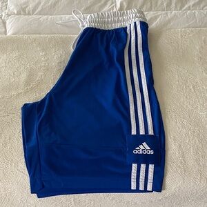 Adidas Royal Blue Shorts with White Stripes with Deep Pockets